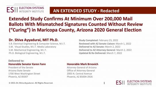 ESII Study Concludes Maricopa Signature Verification Process Deeply Unreliable